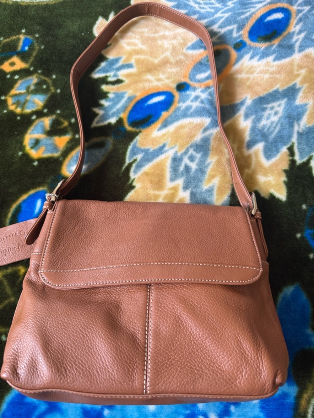 Charter Club Pebbled Leather Flap Crossbody in Tan - Picture 3 of 15